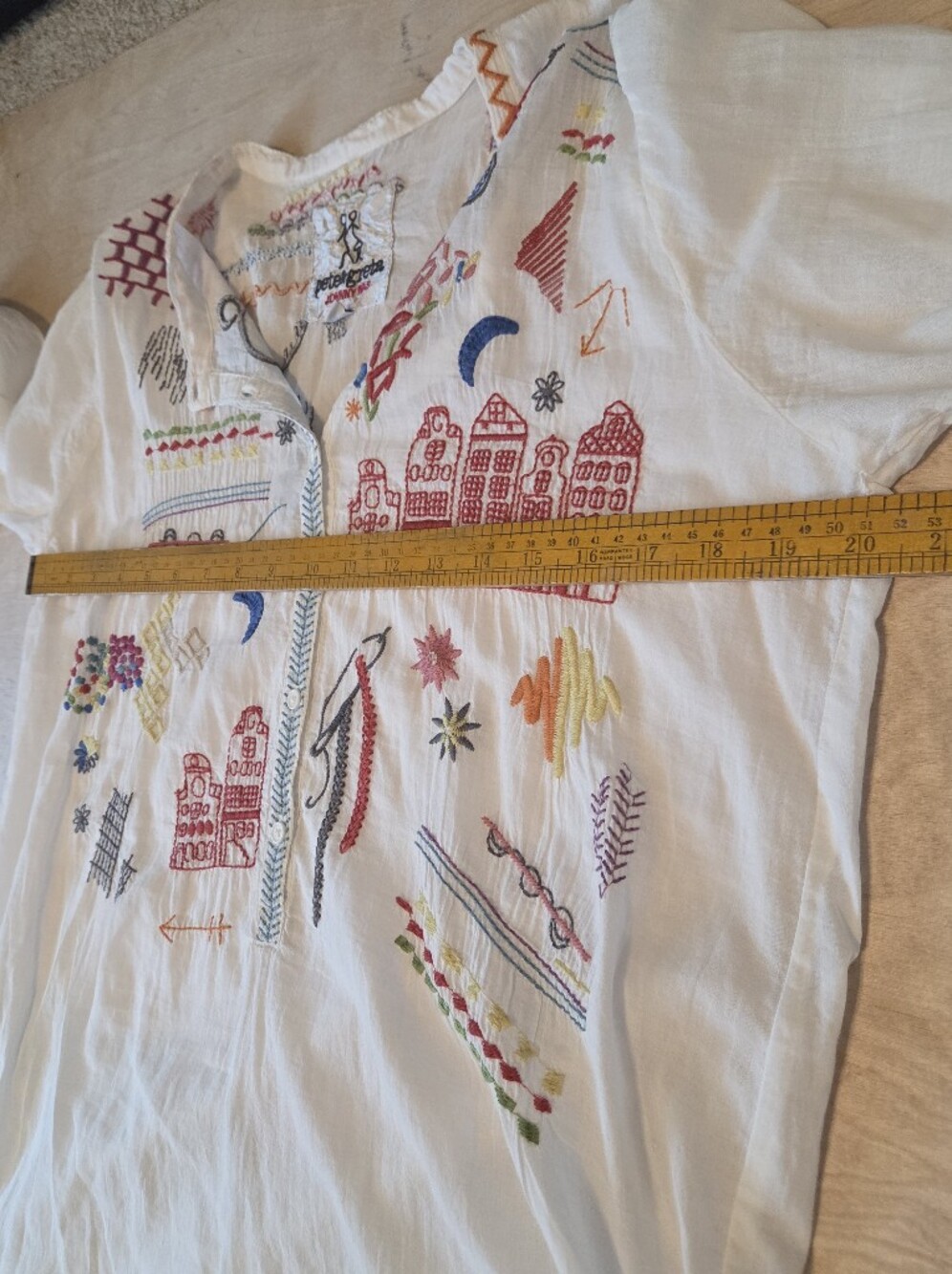Pete & Greta Johnny Was Travel Gauze Cotton Embroidered Boho Tunic Blouse - Picture 9 of 13